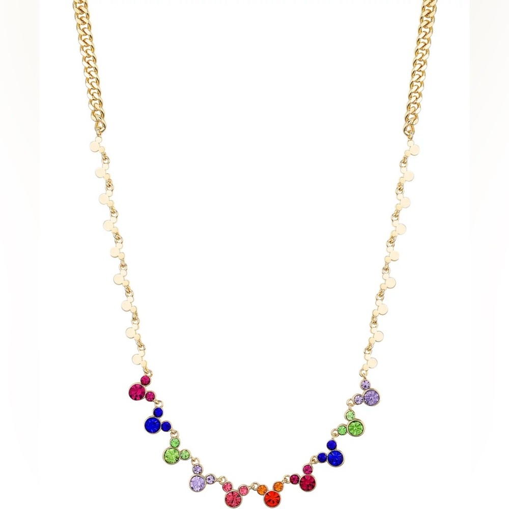 Disney Multicolor Crystal Mickey Necklace in Gold Tone